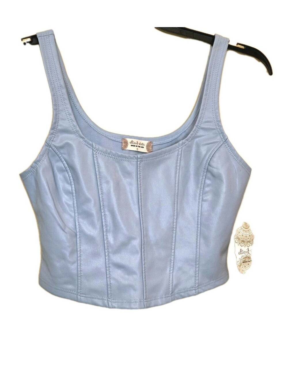 New Altar’d State Light Blue Faux Leather Corset Tank Top Size M NWT